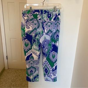 CHICOS Platinum Green Blue White Crop Pants Chicos Size 0